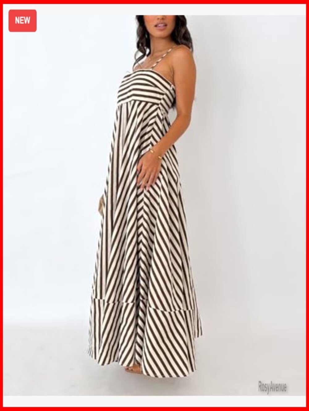 Striped Maxi Dress Smocked Backless Spaghetti Strap Boho Sundress - Picture 6 of 6